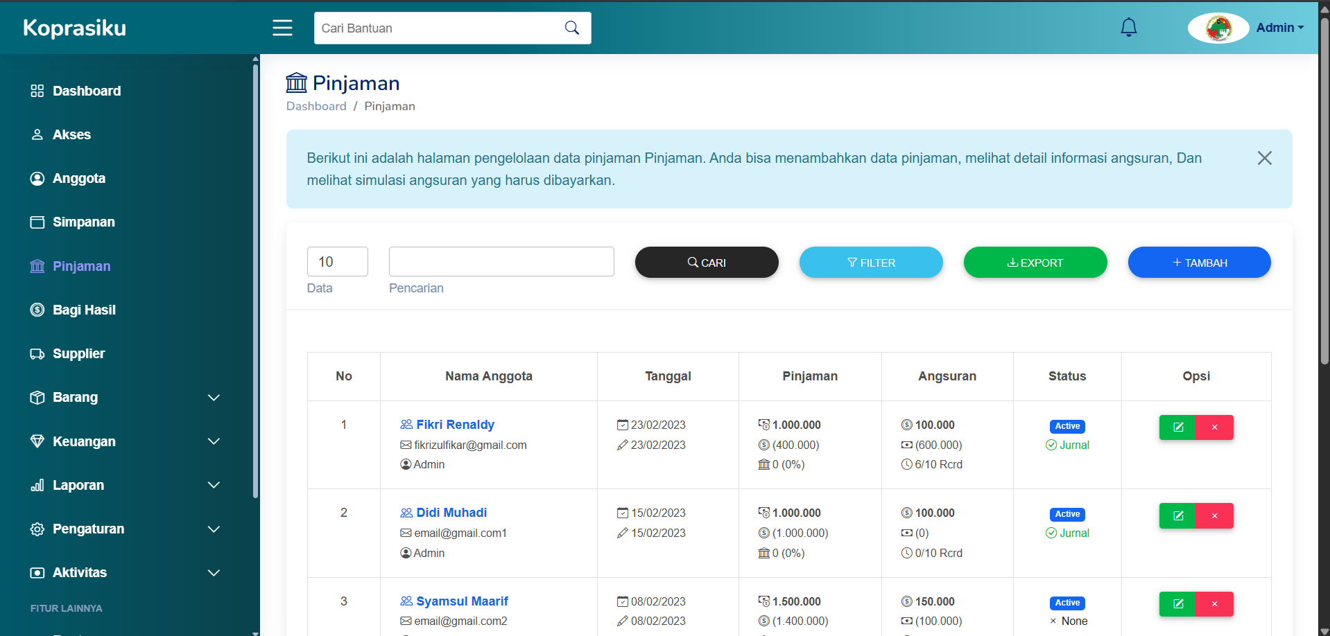Daftar Pinjaman